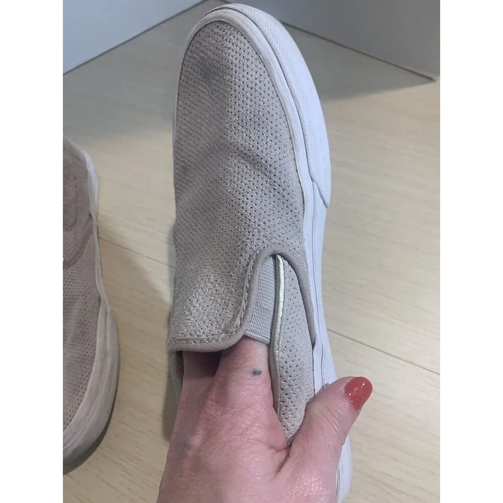 Vans Asher Slip-On Sneaker Perf Gray Leather US Men's Sz 8, Women's 9.5